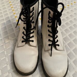 Dr. Martens White Combat & Moto Boots